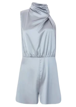 Quiz Grey Satin Asymmetric Playsuit