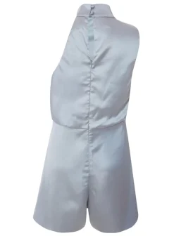 Quiz Grey Satin Asymmetric Playsuit