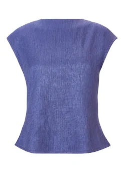 Quiz Indigo Crinkle Satin Cowl Back Top