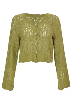 Quiz Khaki Knit Cropped Cardigan