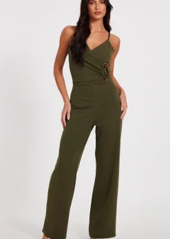 Quiz Khaki Strappy Buckle Detail Jumpsuit