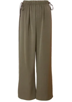 Quiz Khaki Tie Waist Palazzo Trousers