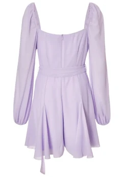 Quiz Lilac Chiffon Long Sleeve Playsuit