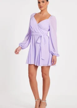 Quiz Lilac Chiffon Long Sleeve Playsuit