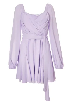 Quiz Lilac Chiffon Long Sleeve Playsuit