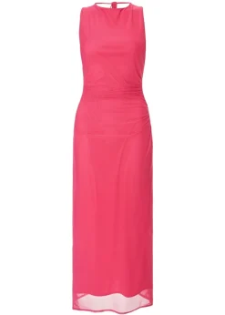 Quiz Magenta Mesh Midaxi Dress
