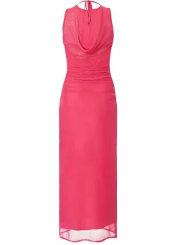 Quiz Magenta Mesh Midaxi Dress