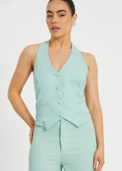 Quiz Mint Petite Woven Waistcoat