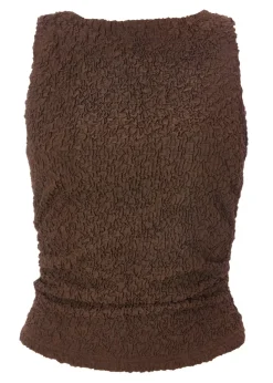 Quiz Mocha Textured Mesh Top