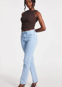 Quiz Mocha Textured Mesh Top