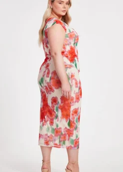 Quiz Multi Curve Floral Smudge Midaxi Dress