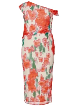 Quiz Multi Curve Floral Smudge Midaxi Dress