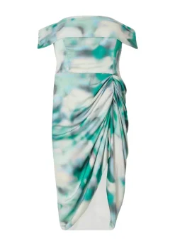 Quiz Multi Curve Satin Tie Dye Midi Dress