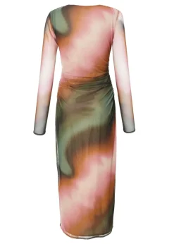 Quiz Multi Mesh Marble Print Midaxi Dress