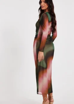 Quiz Multi Mesh Marble Print Midaxi Dress