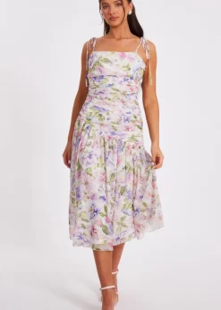 Quiz Multi Petite Chiffon Ruched Midaxi Dress