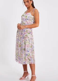 Quiz Multi Petite Chiffon Ruched Midaxi Dress