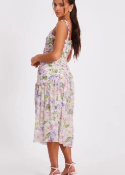 Quiz Multi Petite Chiffon Ruched Midaxi Dress