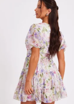 Quiz Multi Petite Frill Skater Dress