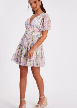 Quiz Multi Petite Frill Skater Dress