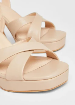 Quiz Natural Cross Strap Platform Heels