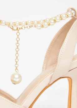 Quiz Natural Pearl Strap Court Heels