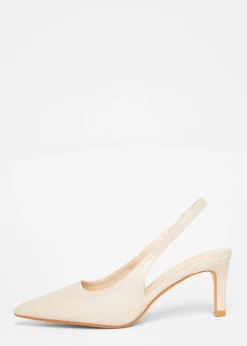 Quiz Natural Slingback Low Court Heels
