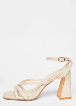 Quiz Natural Strappy High Block Heels