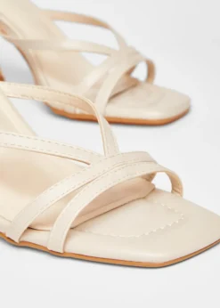 Quiz Natural Strappy High Block Heels