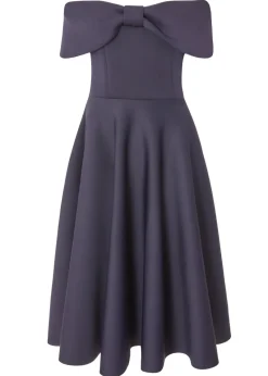 Quiz Navy Bardot Bow Skater Dress