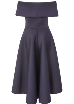 Quiz Navy Bardot Bow Skater Dress