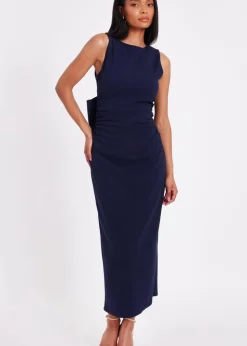 Quiz Navy Bow Back Midaxi Dress