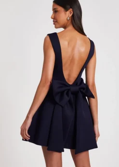 Quiz Navy Bow Skater Dress