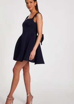 Quiz Navy Bow Skater Dress