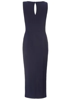Quiz Navy Buckle Detail Midi Dress