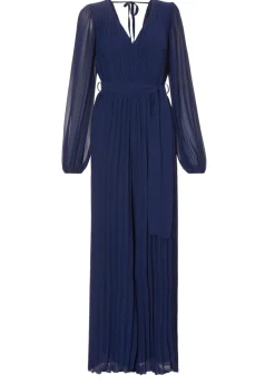 Quiz Navy Chiffon Pleated Jumpsuit