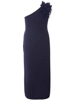 Quiz Navy Curve One Shoulder Maxi Dress