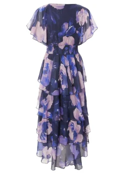 Quiz Navy Dip Hem Midi Dress