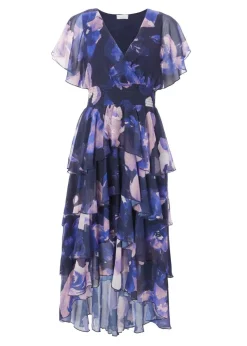 Quiz Navy Dip Hem Midi Dress