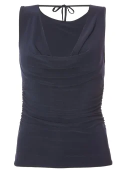 Quiz Navy Drape Back Top