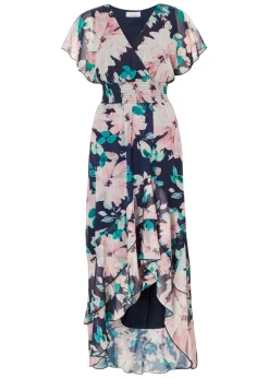 Quiz Navy Floral Tiered Midi Dress