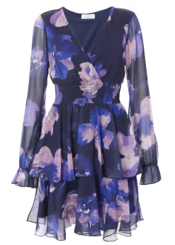 Quiz Navy Floral Tiered Skater Dress