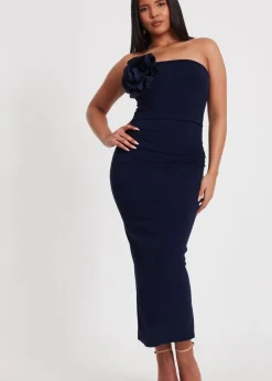 Quiz Navy Flower Embellished Midaxi Dress