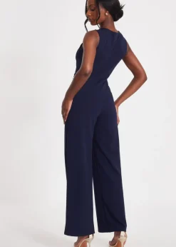 Quiz Navy Gathered Front Jumpsuit