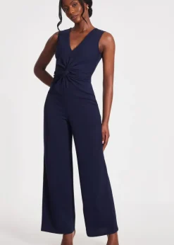 Quiz Navy Gathered Front Jumpsuit