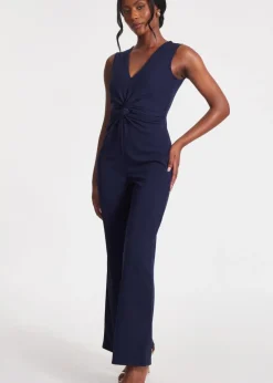 Quiz Navy Gathered Front Jumpsuit