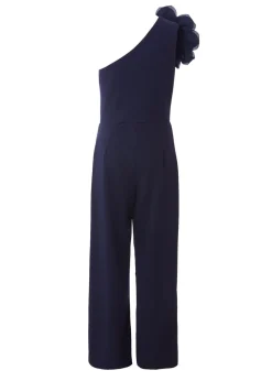 Quiz Navy One Shoulder Floral Jumpsuit