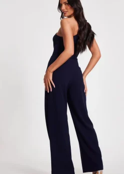 Quiz Navy One Shoulder Floral Jumpsuit