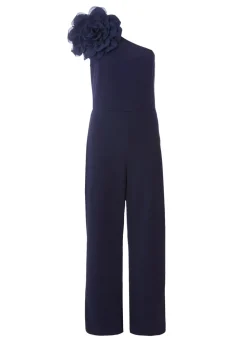 Quiz Navy One Shoulder Floral Jumpsuit