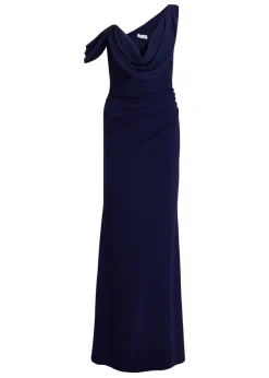 Quiz Navy Petite Asymmetric Maxi Dress